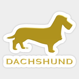 Coarsehaired Dachshund silhouette with text golden color Sticker